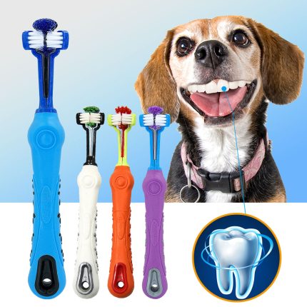 Dog toothbrush with three sided