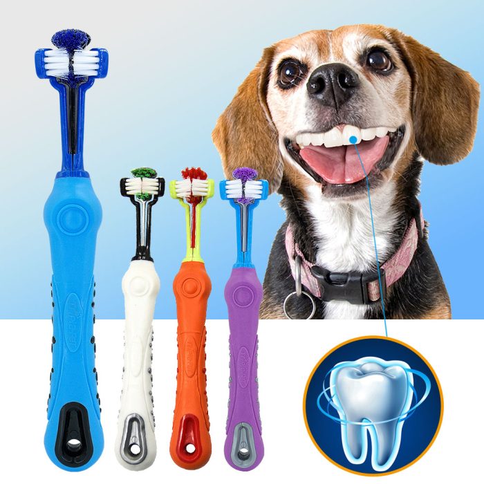 Dog toothbrush with three sided