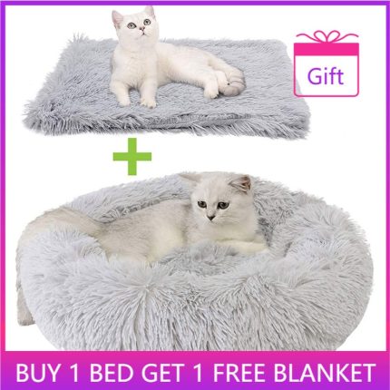 Willstar round cat & dog bed with free blanket