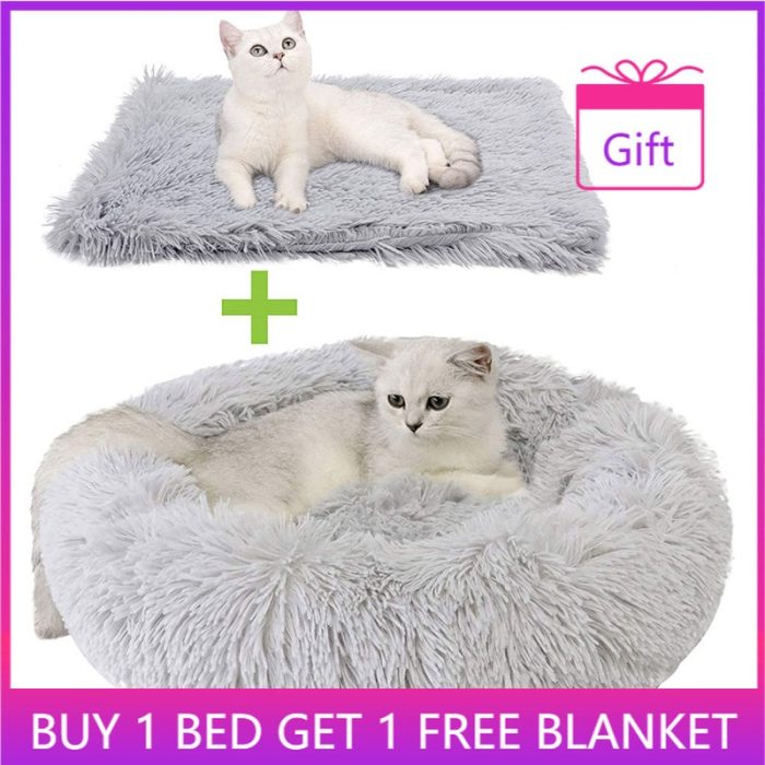 Willstar round cat & dog bed with free blanket