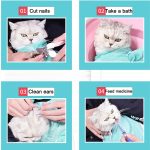 Adjustable cat grooming bathing bag pet mesh anti bite washing bags kitten nail cleaning for trimming 2