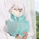 Adjustable cat grooming bathing bag pet mesh anti bite washing bags kitten nail cleaning for trimming 4