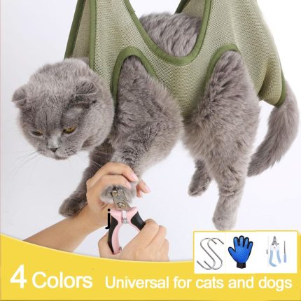 Cat grooming nail cutting anti scratch bite fixed bag bath trimming restraint bag pet beauty hammock