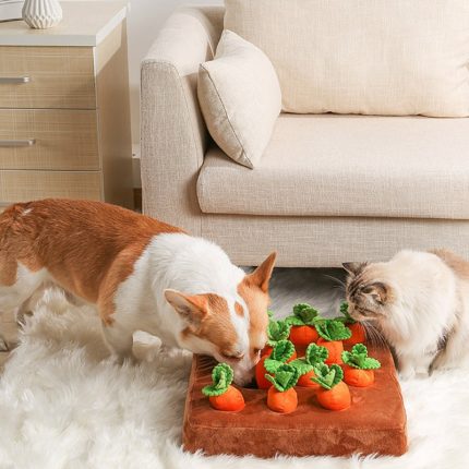 Dog toys snuffle mat for pet plush carrot toy mat innovative plush vegetable field pull radish 1
