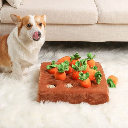 Dog toys snuffle mat for pet plush carrot toy mat innovative plush vegetable field pull radish