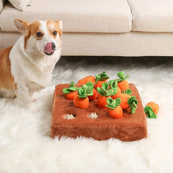 Dog toys snuffle mat for pet plush carrot toy mat innovative plush vegetable field pull radish