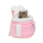 Pet carrier bag small cat dogs backpack winter warm soft plush carring pets cage walking outdoor 4